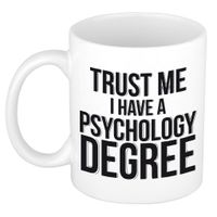 Trust me Psychology degree kado mok / beker wit - Psychologie geslaagd / afstudeer cadeau