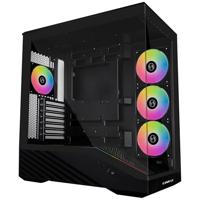 LIAN LI Vector V100 pc-behuizing zwart – ATX Midi-Tower met gehard glas, RGB-verlichting, 4 x 120 mm ventilator, ruimte voor 360 mm radiator, GPU tot 415 mm, Back Connect compatibel