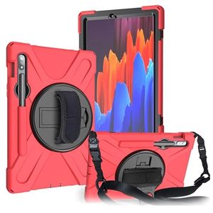 Samsung Galaxy Tab S7/S8 Heavy Duty 360 Case met Draagriem - Rood