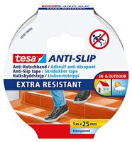 tesa Antisliptape, goede grip op glibberige vloeren, sterke kleefkracht, helpt ongelukken voorkomen, transparant, 5m x 25mm