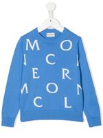 Moncler Enfant pull en maille à logo brodé - Bleu