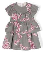 PUCCI Junior robe fleurie à motif pied-de-poule - Noir