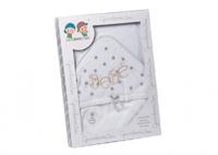 Gamberritos badcape BeBé 100 x 100 cm katoen wit/grijs