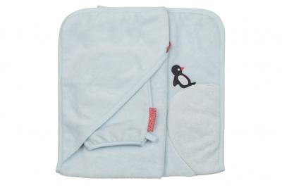 Pericles badcape met washandje Oceaan 70 cm lichtblauw