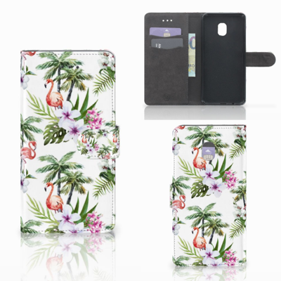 Samsung Galaxy J7 (2018) Telefoonhoesje met Pasjes Flamingo Palms
