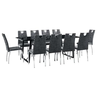 vidaXL 11-delige Eethoek kunstleer zwart