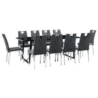 vidaXL 11-delige Eethoek kunstleer zwart