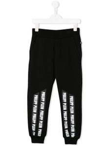 Philipp Plein Junior pantalon de jogging à bandes logos - Noir