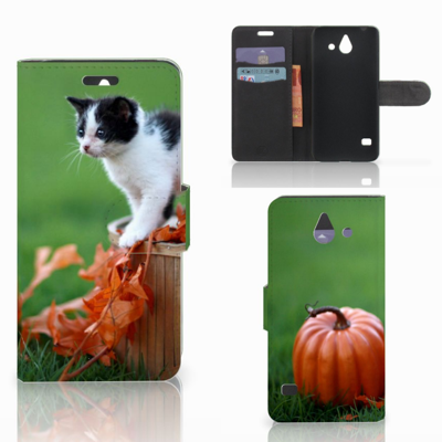 Huawei Ascend Y550 Telefoonhoesje met Pasjes Kitten Huawei Ascend Y550 Telefoonhoesje met Pasjes Kitten