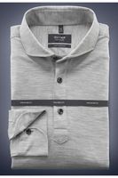 OLYMP SIGNATURE Soft Business Tailored Fit Polo shirt zilvergrijs, Effen - thumbnail