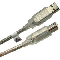 USB 2.0-kabel A/stekker - B/stekker, 5 m, dubbel afgeschermd, zilver/transparant