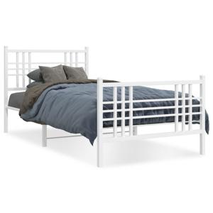 Bedframe met hoofd- en voeteneinde metaal wit 100x200 cm