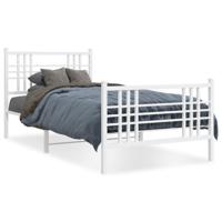 Bedframe met hoofd- en voeteneinde metaal wit 100x200 cm - thumbnail