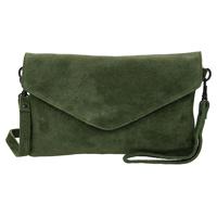 Charm Suède Envelop Clutch / Avondtasje Olijf Groen
