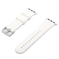 By Qubix - Rubberen sportbandje met gesp - Wit - Compatible met Apple Watch 38mm / 40mm / 41mm / 42mm - Compatible Apple watch bandjes