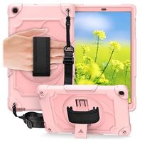 Samsung Galaxy Tab A 10.1 (2019) Heavy Duty 360 Case met Draagriem - Roze