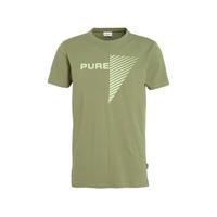 Purewhite T-shirt met logo olijfgroen