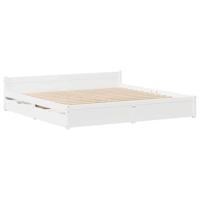 vidaXL Bedframe met lades massief grenenhout wit 150x200 cm, bed, bed ombouw, twijfelaar bed, bedbodem, slaapkamermeubel, 2 persoonsbed