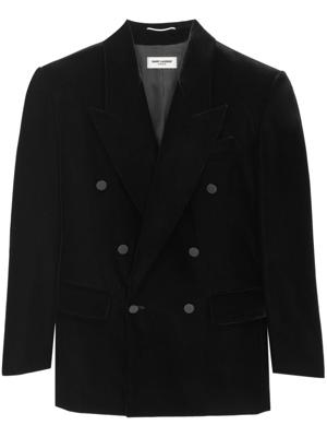Saint Laurent Fluwelen blazer met dubbele rij knopen - Zwart