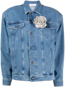 Giuseppe Di Morabito veste en jean à fleur appliquée - Bleu