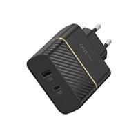 OtterBox Dual Port EU Wandoplader 30W, USB-C PD 18W + USB-A 12W, snelle oplader voor smartphone en tablet, getest op vallen, robuust, ultraduurzaam, Zwart