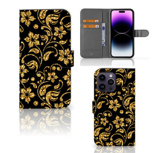 iPhone 15 Pro Max Hoesje Gouden Bloemen