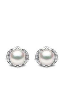 Yoko London puces d'oreilles Trend en or blanc 18ct ornées de diamants et de perles - Argent