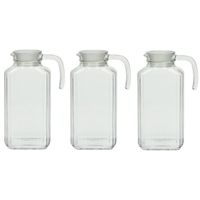 3x Glazen karaf met handvat en dop 1,7 L   -