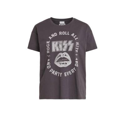 VILA T-shirt VIROCKSY met printopdruk antraciet