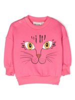 Mini Rodini sweat Cat Face en coton biologique - Rose - thumbnail