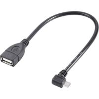 Renkforce USB-kabel USB 2.0 USB-micro-B stekker, USB-A bus 0.10 m Zwart Met OTG-functie, Vergulde steekcontacten RF-4080777 - thumbnail