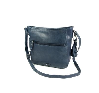 SCOTCH leren Damestas schoudertas navy