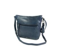 SCOTCH leren Damestas schoudertas navy