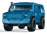 Siku Rheinmetall Survivor geldtransporter speelgoedauto 1:50 metaal/kunststof blauw deuren kunnen open inclusief stickervellen in verschillende talen en 4 goudstaven