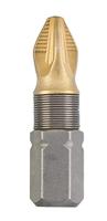 kwb 2 x bits 25 mm PZ 1 Titanium Tin 124101 (Tin, TQ 60 staal, ISO 1173 aandrijving C6.3)