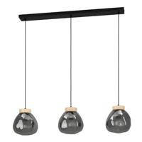 Stars of Light 3-lichts hanglamp Magacela hout met smoke glas 390318