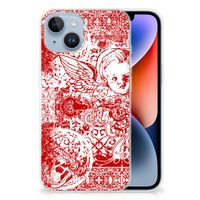 Silicone Back Case Apple iPhone 14 Angel Skull Rood - thumbnail