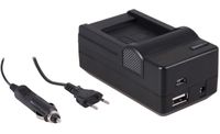 4-in-1 acculader voor Panasonic DMW-BCM13 accu - compact en licht - laden via stopcontact, auto, USB en Powerbank - thumbnail