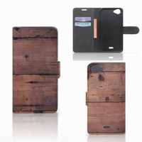 Wiko Rainbow Jam Book Style Case Old Wood