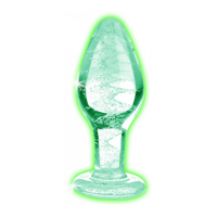 XR Brands Glow-In-The-Dark - Glass Butt Plug - Medium - thumbnail