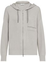 Brunello Cucinelli hoodie en maille nervurée - Gris