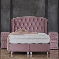 2-Persoons Boxspring Met Opbergruimte - Aurora - Roze 180x200 cm - Pocketvering - Inclusief Topper - Dekbed-Discounter.nl - thumbnail