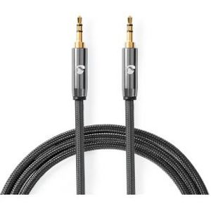 Stereo-Audiokabel | 3,5 mm Male - 3,5 mm Female | Gun Metal Grey | Gevlochten kabel