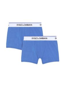 Dolce & Gabbana Kids lot de 2 boxers à bande logo - Bleu