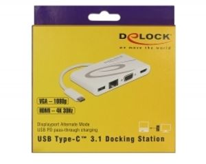 DeLOCK 87731 laptop dock & poortreplicator USB 3.2 Gen 1 (3.1 Gen 1) Type-C Grijs, Wit