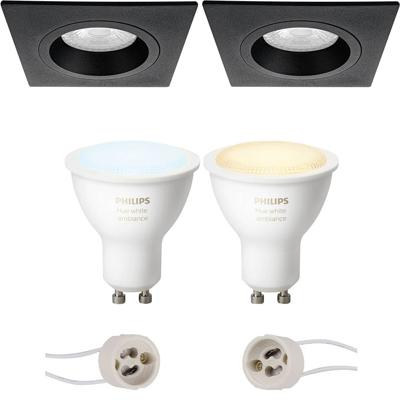 Pragmi Rodos Pro - Inbouw Vierkant - Mat Zwart - 93mm - Philips Hue - Led Spot Set Gu10 - White Ambiance - Bluetooth Pragmi Rodos Pro - Inbouw Vierkant - Mat Zwart - 93mm - Philips Hue - Led Spot Set Gu10 - White Ambiance - Bluetooth
