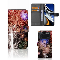 Xiaomi Poco X4 Pro 5G Wallet Case met Pasjes Vuurwerk