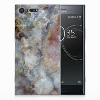 Sony Xperia XZ Premium TPU Siliconen Hoesje Marmer Grijs