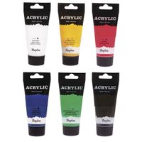 Schilders verf set van 6x tubes acrylverf/hobbyverf op waterbasis 75 ml - thumbnail