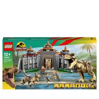 LEGO Jurassic World 76961 T rex en roofvogel vallen bezoeker aan